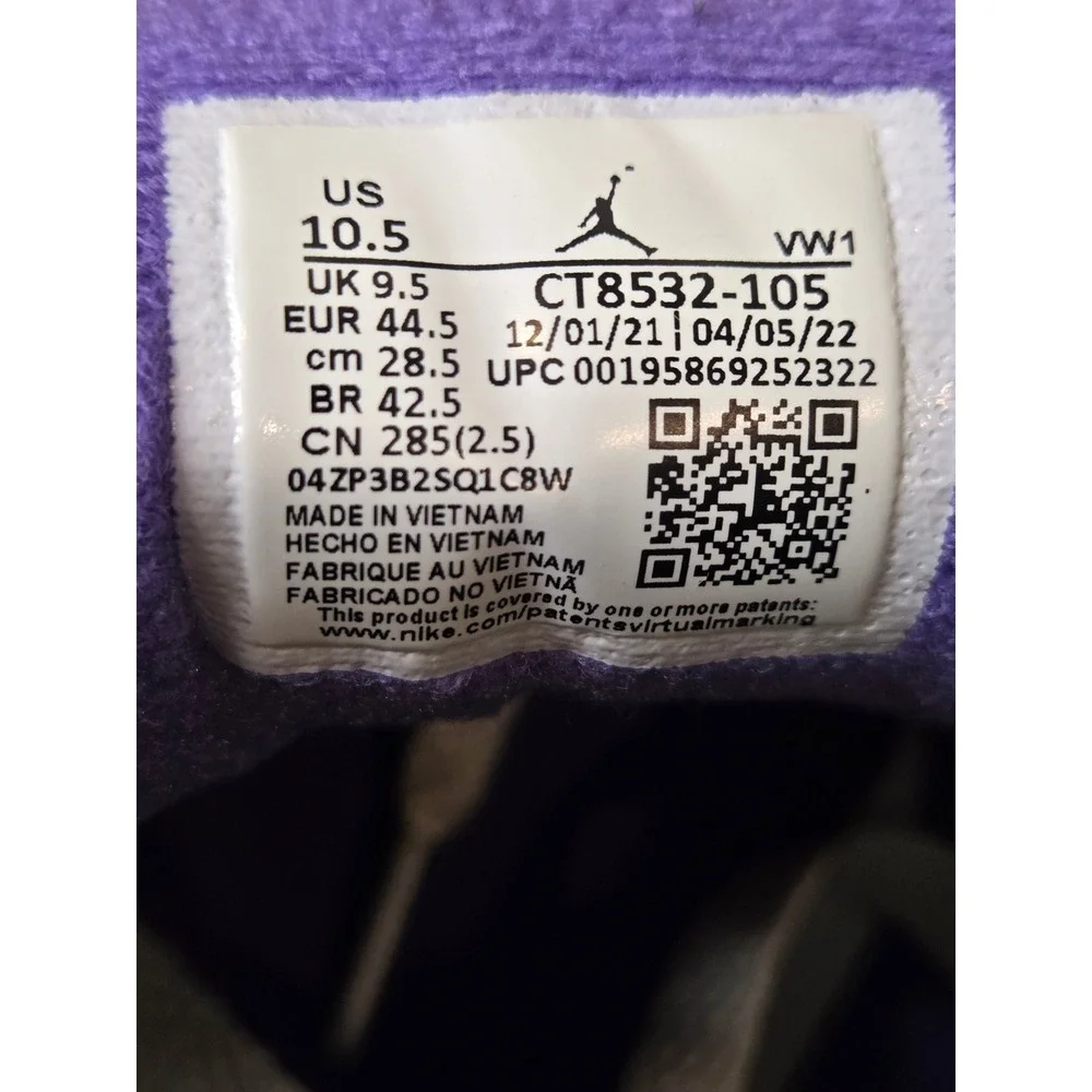 Jordan 3 Retro Dark Iris White Purple Black CT8532-105 Mens Size 11.5